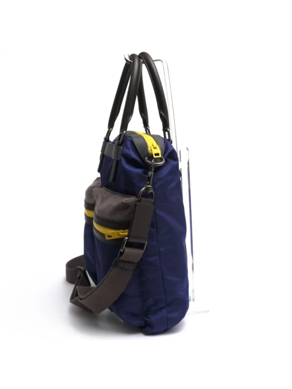 Dolce & Gabbana Tote Nylon Leather Blue Shopping Cot Dauphine